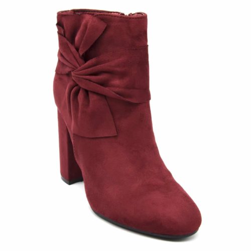 Bottines-Boots-Effet-Daim-avec-Talon-Carre-et-Noeud-Drape-sur-Cote-Bordeaux