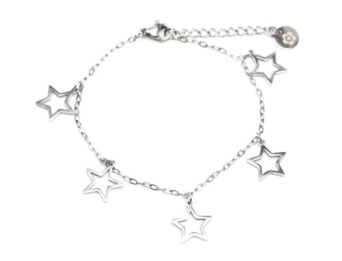 Bracelet-Fine-Chaine-avec-Multi-Charms-Etoiles-Acier-Argente