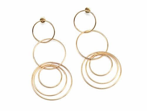 Boucles-dOreilles-Pendantes-Multi-Cercles-Entrelaces-Metal-Dore