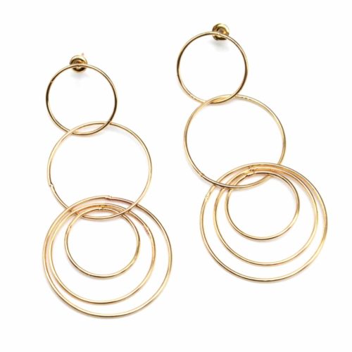 Boucles-dOreilles-Pendantes-Multi-Cercles-Entrelaces-Metal-Dore