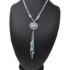 Collier-Double-Cordons-et-Pendentif-Y-Cercle-Pierres-Chaines-et-Perles-Bleu