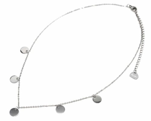 Collier-Fine-Chaine-Pendentif-Multi-Pampilles-Acier-Argente