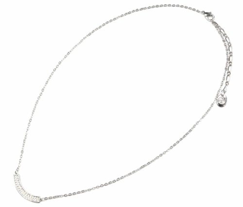 Collier-Fine-Chaine-Metal-Argente-avec-Pendentif-Bande-Arrondie-Strass-Zirconium