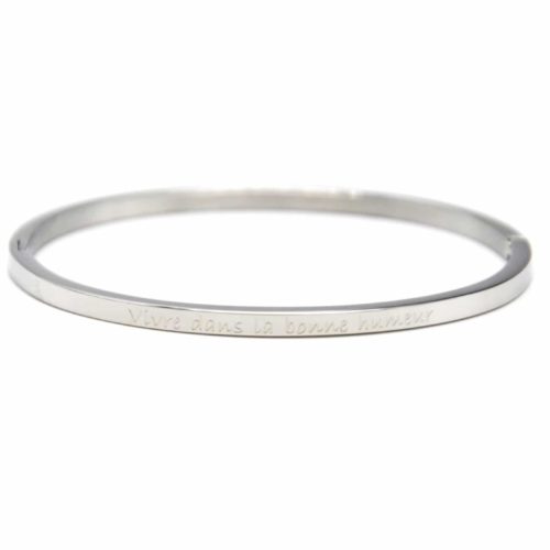 Bracelet-Jonc-Fin-Acier-Argente-avec-Message-Vivre-dans-la-bonne-humeur