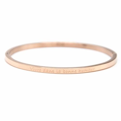 Bracelet-Jonc-Fin-Acier-Or-Rose-avec-Message-Vivre-dans-la-bonne-humeur