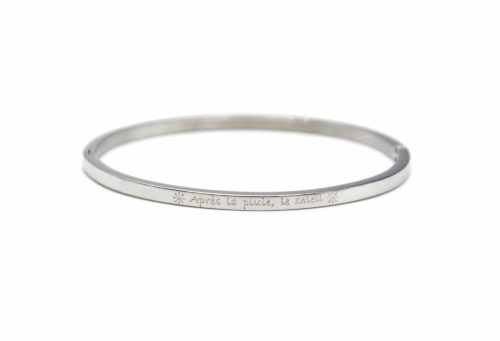 Bracelet-Jonc-Fin-Acier-Argente-avec-Message-Apres-la-pluie-le-soleil