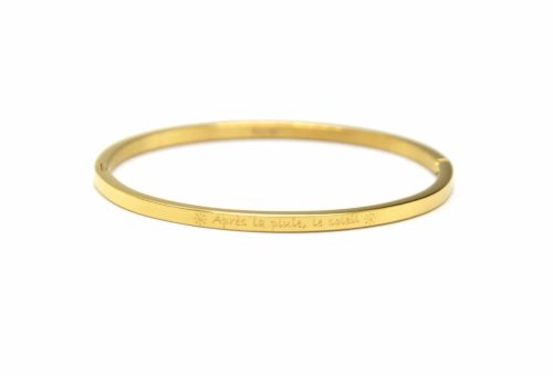 Bracelet-Jonc-Fin-Acier-Dore-avec-Message-Apres-la-pluie-le-soleil