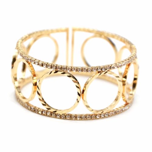 Bracelet-Manchette-Ouverte-Multi-Cercles-Metal-Dore-et-Contour-Strass