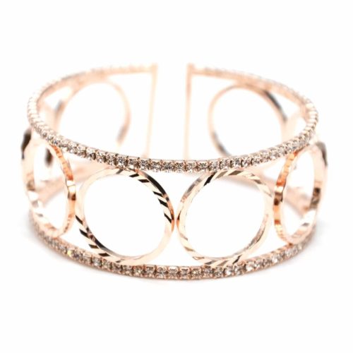 Bracelet-Manchette-Ouverte-Multi-Cercles-Metal-Or-Rose-et-Contour-Strass