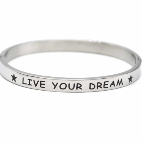 Bracelet-Jonc-Moyen-Acier-Argente-avec-Message-Live-Your-Dream