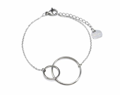 Bracelet-Fine-Chaine-avec-Charm-Cercles-Entrelaces-Acier-Argente