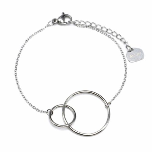Bracelet-Fine-Chaine-avec-Charm-Cercles-Entrelaces-Acier-Argente