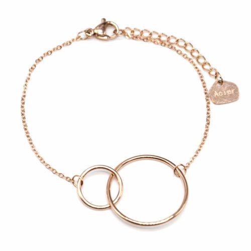 Bracelet-Fine-Chaine-avec-Charm-Cercles-Entrelaces-Acier-Or-Rose