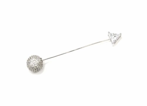 Broche-Epingle-avec-Boule-Strass-Zirconium-Argente-et-Pierre-Triangle