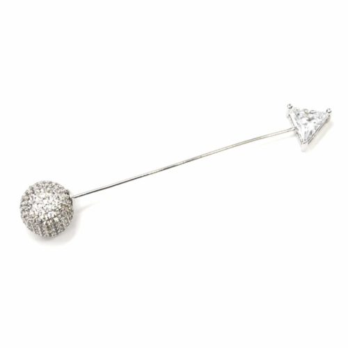 Broche-Epingle-avec-Boule-Strass-Zirconium-Argente-et-Pierre-Triangle