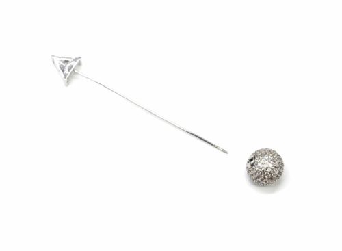 Broche-Epingle-avec-Boule-Strass-Zirconium-Argente-et-Pierre-Triangle