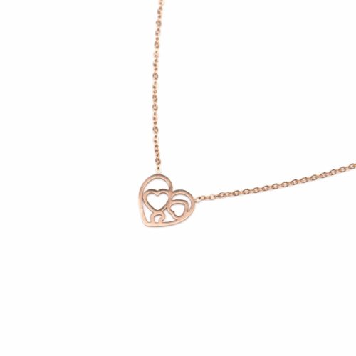 Collier-Fine-Chaine-Pendentif-Multi-Coeurs-Ajoures-Acier-Or-Rose