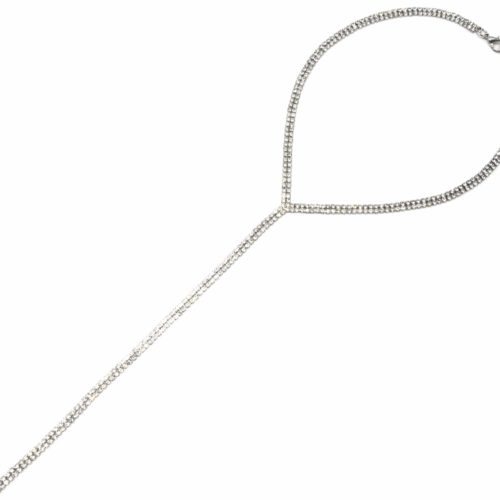 Collier-Ras-du-Cou-avec-Fine-Chaine-Pendante-2-Rangs-Strass-Argente