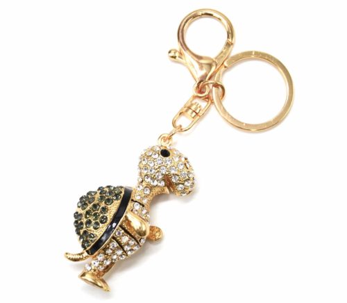 Porte-Cles-Bijou-de-Sac-Tortue-Strass-et-Metal-Dore