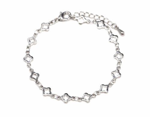 Bracelet-avec-Multi-Trefles-Argente-Metal-Dore-a-lOr-Fin