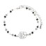 Bracelet-Mini-Perles-Noir-Gris-avec-Charm-Fleur-Ajouree-Metal-Argente