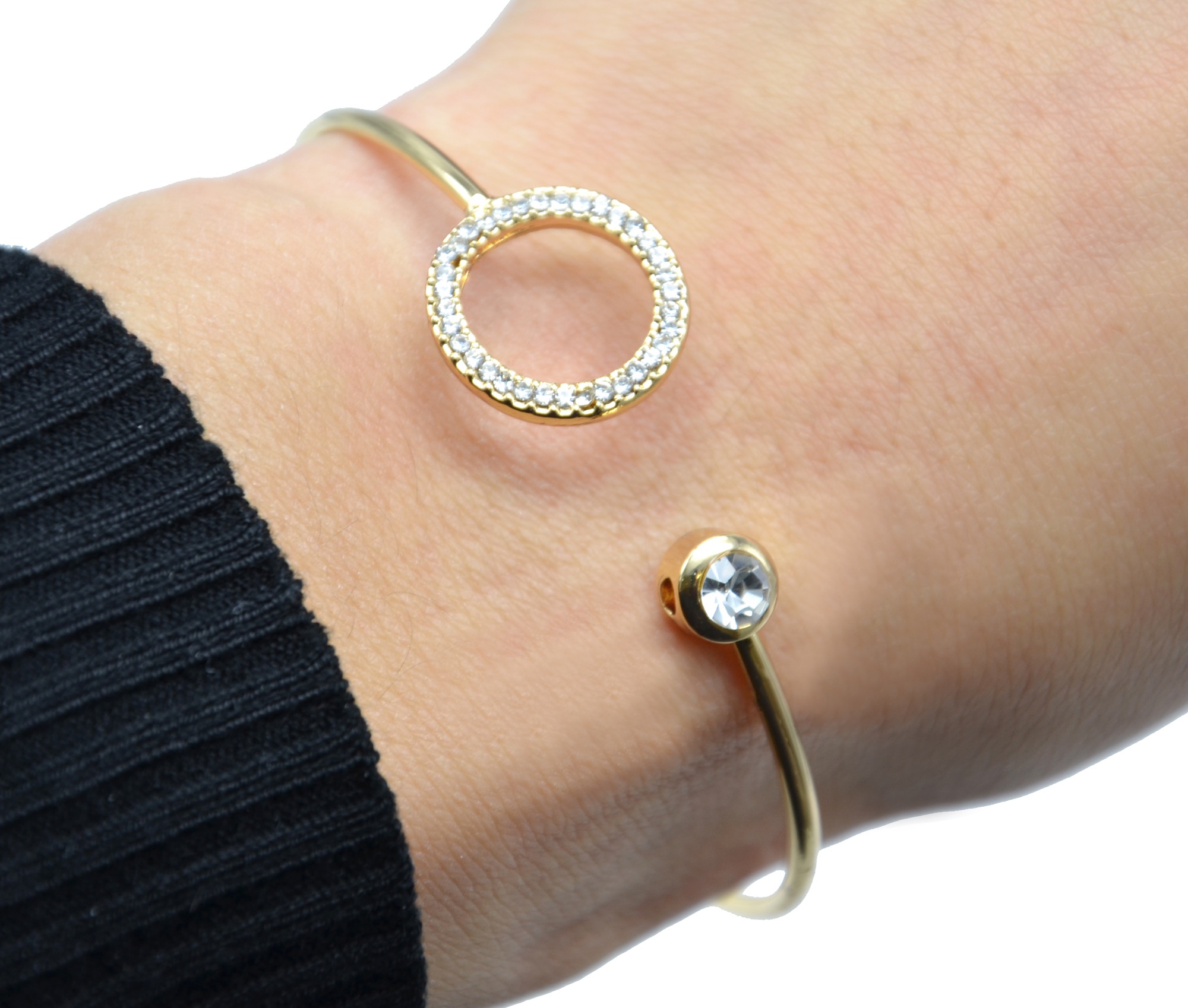 Bracelet-Jonc-Ouvert-avec-Pierre-et-Cercle-Contour-Strass-Dore