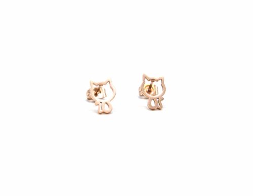 Boucles-dOreilles-Chat-Contour-Acier-Or-Rose