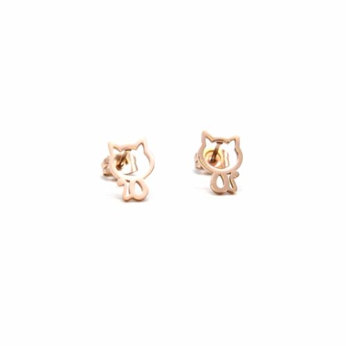 Boucles-dOreilles-Chat-Contour-Acier-Or-Rose