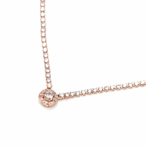 Collier-Fine-Rangee-Strass-Zirconium-Or-Rose-et-Pendentif-Pierre