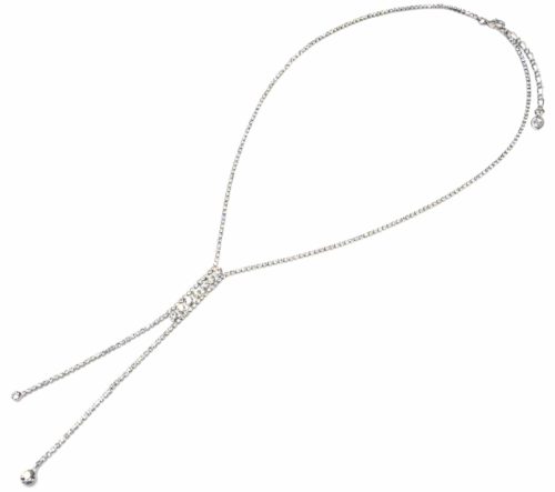 Collier-Fine-Rangee-Strass-Argente-et-Pendentif-Y-Multi-Pierres