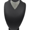 Collier-Plastron-Fine-Rangee-Strass-et-Multi-Chaines-Pendantes-Metal-Argente