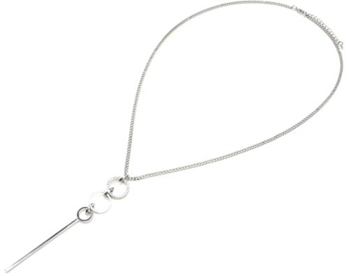 Sautoir-Collier-avec-Pendentif-Y-Multi-Cercles-Strass-et-Barre-Métal-Argente