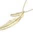 Sautoir-Collier-Chaine-Brillante-avec-Pendentif-Double-Plume-Ethnique-Relief-Metal-Dore