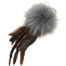 Porte-Cles-Bijou-de-Sac-Pompon-Fourrure-et-Plumes-XXL-Gris