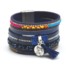 Bracelet-Manchette-Multi-Rangs-Ecailles-Strass-Clous-Brillants-avec-Charm-Ange-et-Pompon-Bleu-Marine