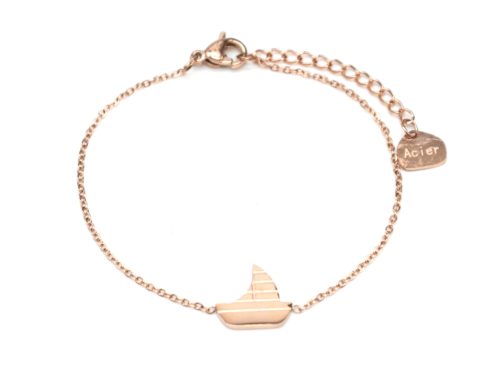 Bracelet-Fine-Chaine-avec-Charm-Bateau-Voilier-Acier-Or-Rose