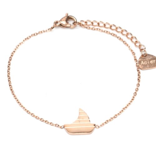 Bracelet-Fine-Chaine-avec-Charm-Bateau-Voilier-Acier-Or-Rose