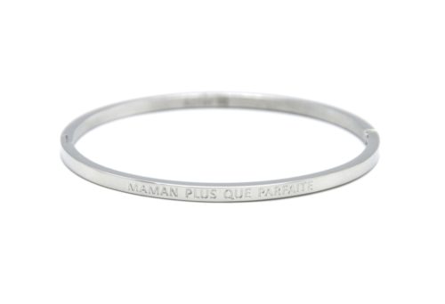 Bracelet-Jonc-Fin-Acier-Argente-avec-Message-Maman-Plus-Que-Parfaite