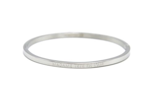 Bracelet-Jonc-Fin-Acier-Argente-avec-Message-Madame-Tete-En-L-Air