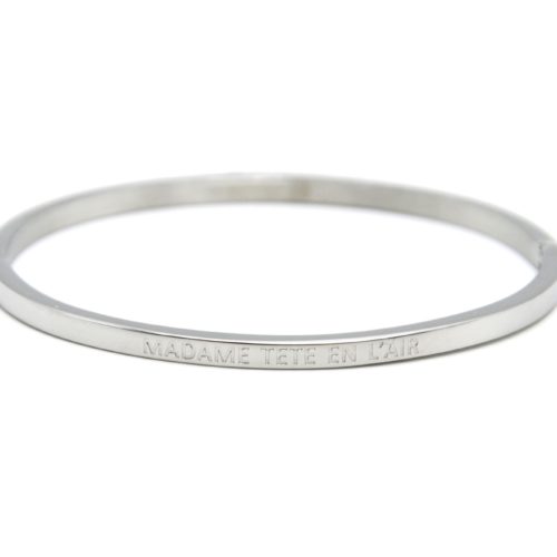 Bracelet-Jonc-Fin-Acier-Argente-avec-Message-Madame-Tete-En-L-Air