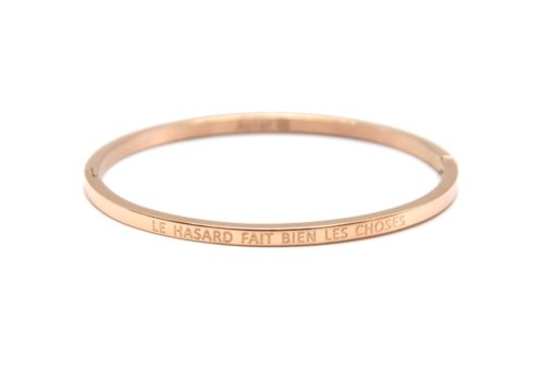 Bracelet-Jonc-Fin-Acier-Or-Rose-avec-Message-Le-Hasard-Fait-Bien-Les-Choses