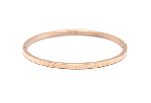 Bracelet-Jonc-Fin-Acier-Or-Rose-avec-Message-Il-En-Faut-Peu-Pour-Etre-Heureux