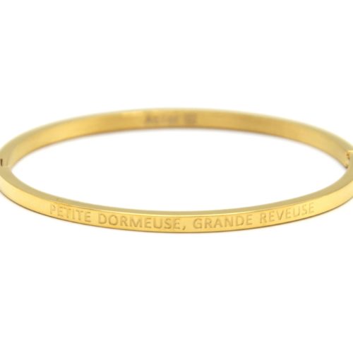 Bracelet-Jonc-Fin-Acier-Dore-avec-Message-Petite-Dormeuse-Grande-Reveuse