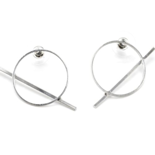 Boucles-dOreilles-Pendantes-Cercle-et-Barre-Metal-Argente