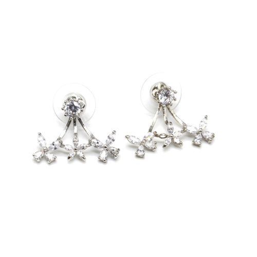 Boucles-dOreilles-Balancier-Pierre-et-Multi-Fleurs-Zirconium-Metal-Argente