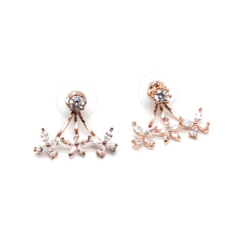 Boucles-dOreilles-Balancier-Pierre-et-Multi-Fleurs-Zirconium-Metal-Or-Rose