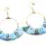 Boucles-dOreilles-Creoles-Pendantes-Metal-Dore-avec-Multi-Pompons-Turquoise-Bleu