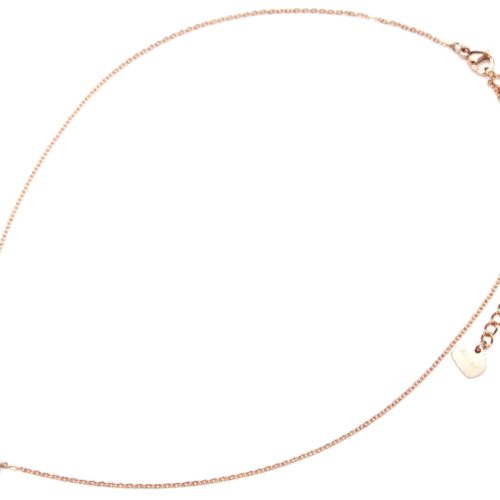 Collier-Fine-Chaine-Pendentif-Pierre-Contour-Acier-Or-Rose