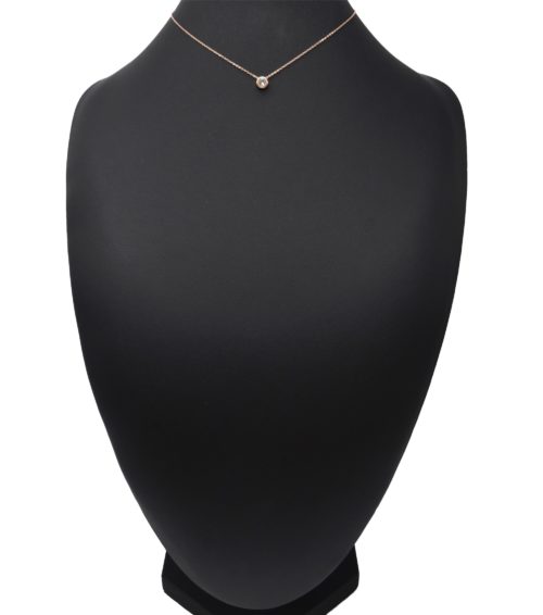 Collier-Fine-Chaine-Pendentif-Pierre-Contour-Acier-Or-Rose