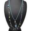 Sautoir-Collier-Double-Chaine-avec-Mini-Perles-Charms-Pierres-et-Plume-Bleu